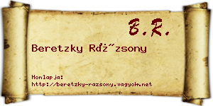 Beretzky Rázsony névjegykártya